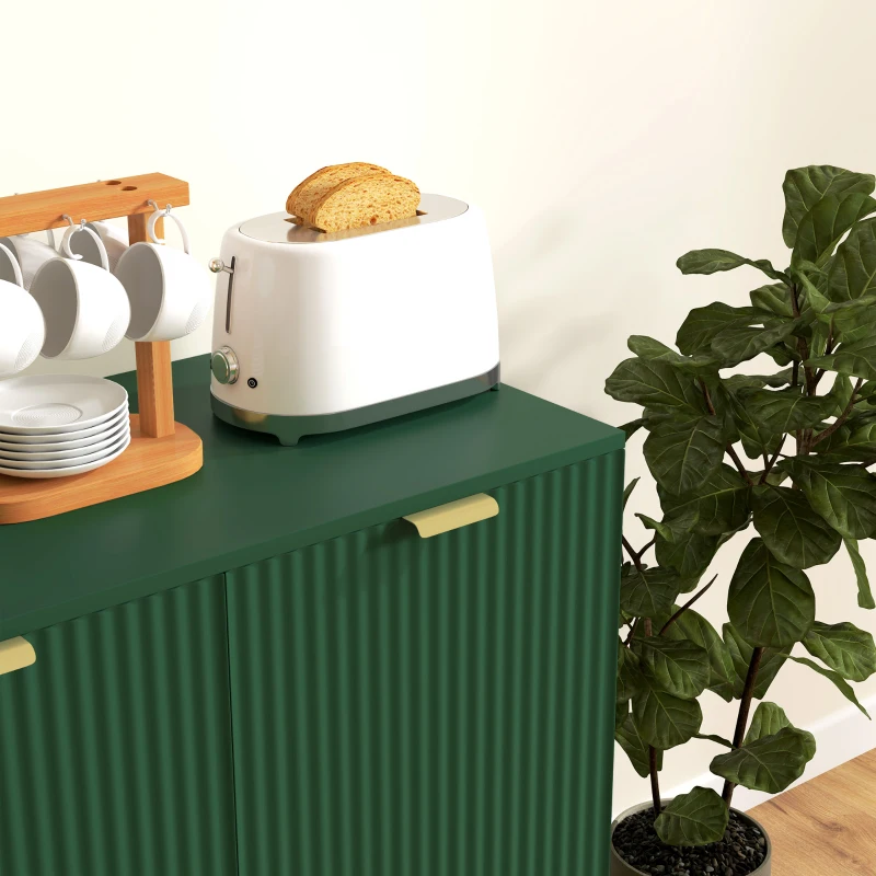 HOMCOM Modern Kitchen Storage Cabinet, Sideboard Buffet Cabinet with Adjustable Shelves and Metal Legs for Kitchen, Green