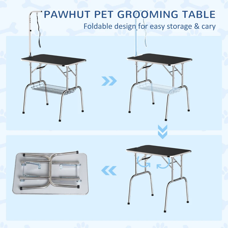 PawHut 36-inch Dog Grooming Table Stainless Steel QUALITY GUARANTEED with Adjustable Arm and Basket