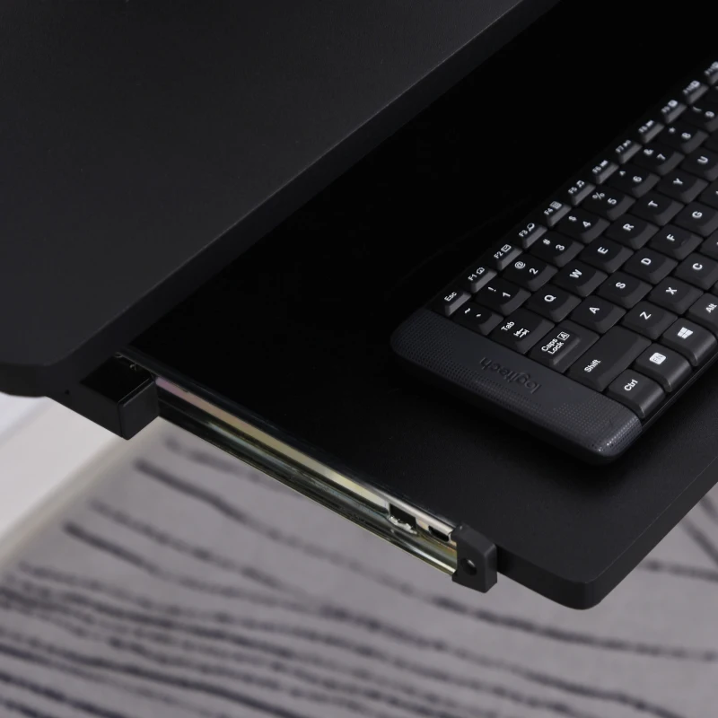 HOMCOM L-Shaped Computer Desk for PC, Corner Table for Small Spaces with Elevated Shelf, Keyboard Tray, CPU Stand, Home Office