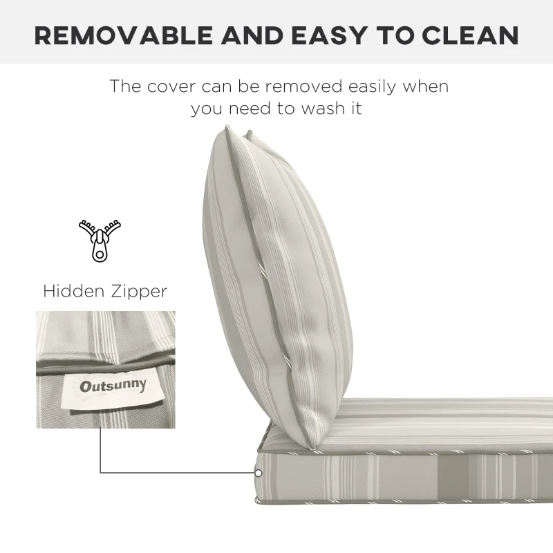 Outsunny Seat Cushion Back Pillows Replacement Set of 2, Patio Chair Cushions Set for Indoor Outdoor, Grey