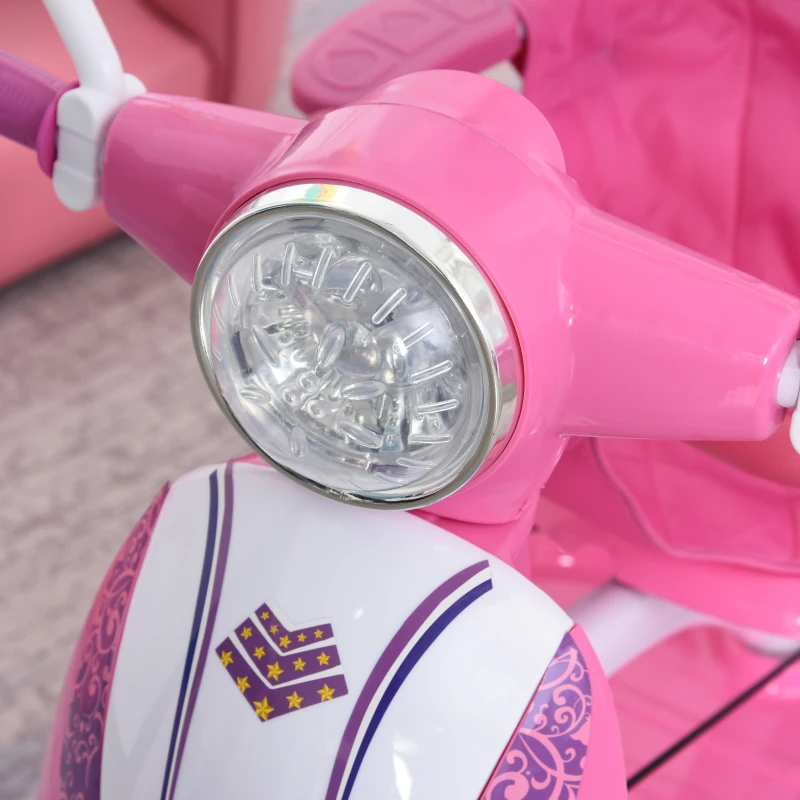 Qaba Children Ride-On Moped Tricycle with a Stylish Design & Interactive Music & Lighting Functions Blue