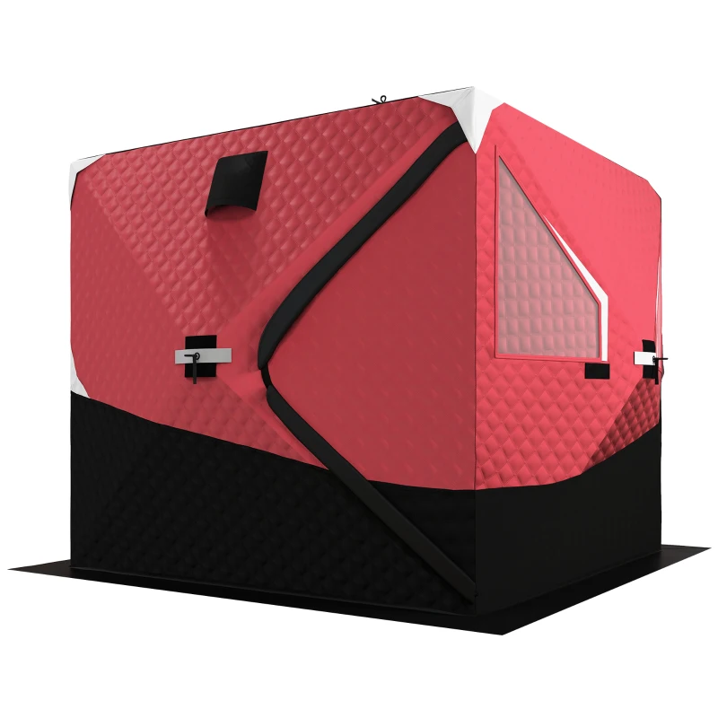 Outsunny 3-4 Person Insulated Ice Fishing Shelter, Pop up, with Oversized Doors, Windows, Vents and Carry Bag, for Low-Temp -22℉