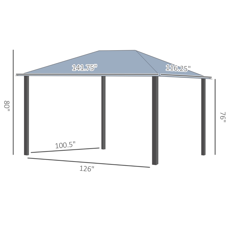 Outsunny 10' x 12' Hardtop Gazebo Canopy with Polycarbonate Roof, Aluminum Frame, Permanent Pavilion Outdoor Gazebo with Netting, for Patio, Garden, Backyard, Deck, Lawn, Gray, Brown