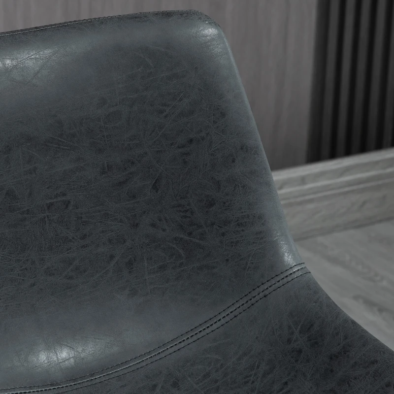 HOMCOM Counter Height Bar Stools, Vintage PU Leather Barstools with Footrest for Dining Room, Home Bar, Kitchen, Set of 2, Black