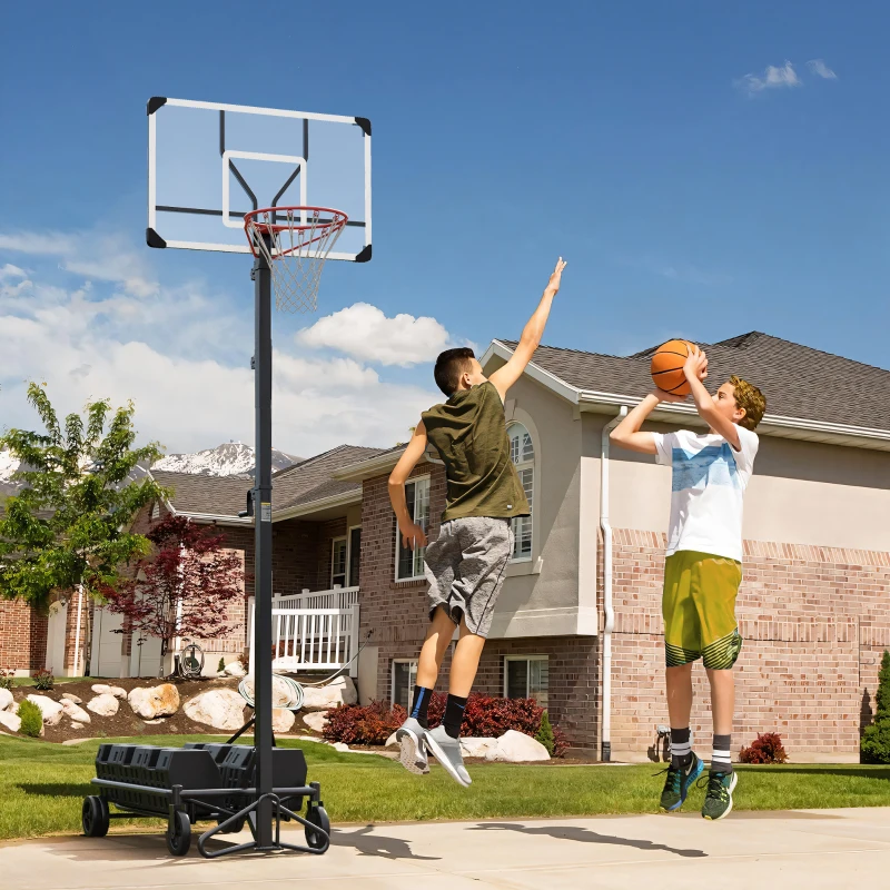 Soozier Foldable & Portable Basketball Hoop, 4.3-10.2' Adjustable Basketball Goal with 4 Wheels for Teenagers, Youth & Adults