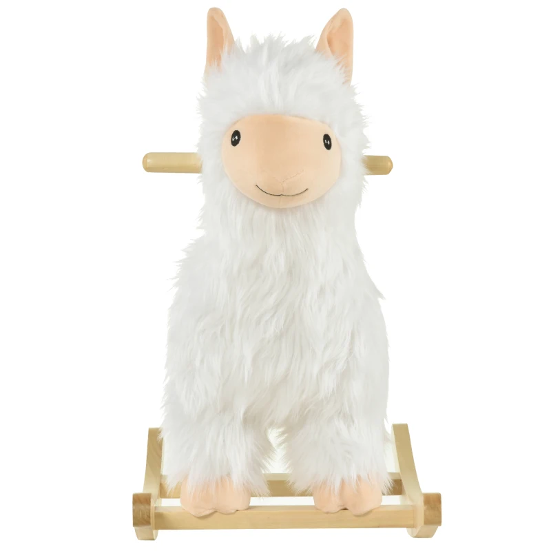 Qaba Kids Ride-On Rocking Horse Toy Llama Style Rocker Soft Plush Fabric for Children 3+ Years