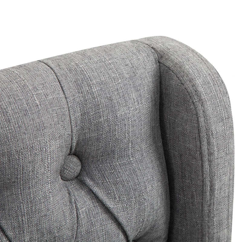 HOMCOM 26.25" Counter Height Bar Stools, Tufted Wingback Armless Upholstered Dining Chair with Rubber Wood Legs, Set of 2, Gray