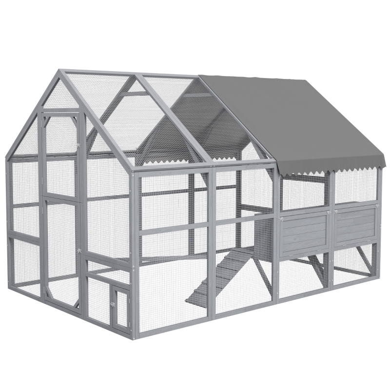 PawHut 9.2' x 6.1' Large Chicken Coop with Nesting Box, Water