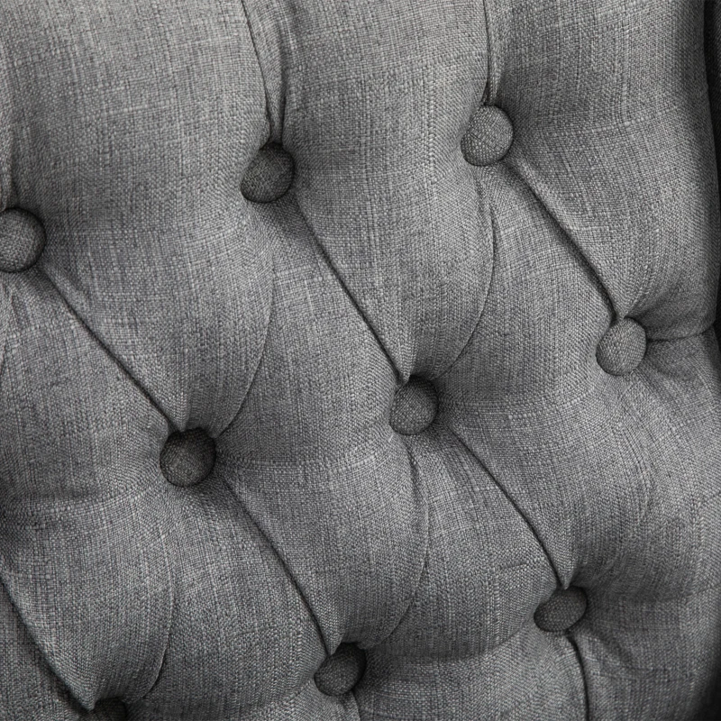 HOMCOM 26.25" Counter Height Bar Stools, Tufted Wingback Armless Upholstered Dining Chair with Rubber Wood Legs, Set of 2, Gray