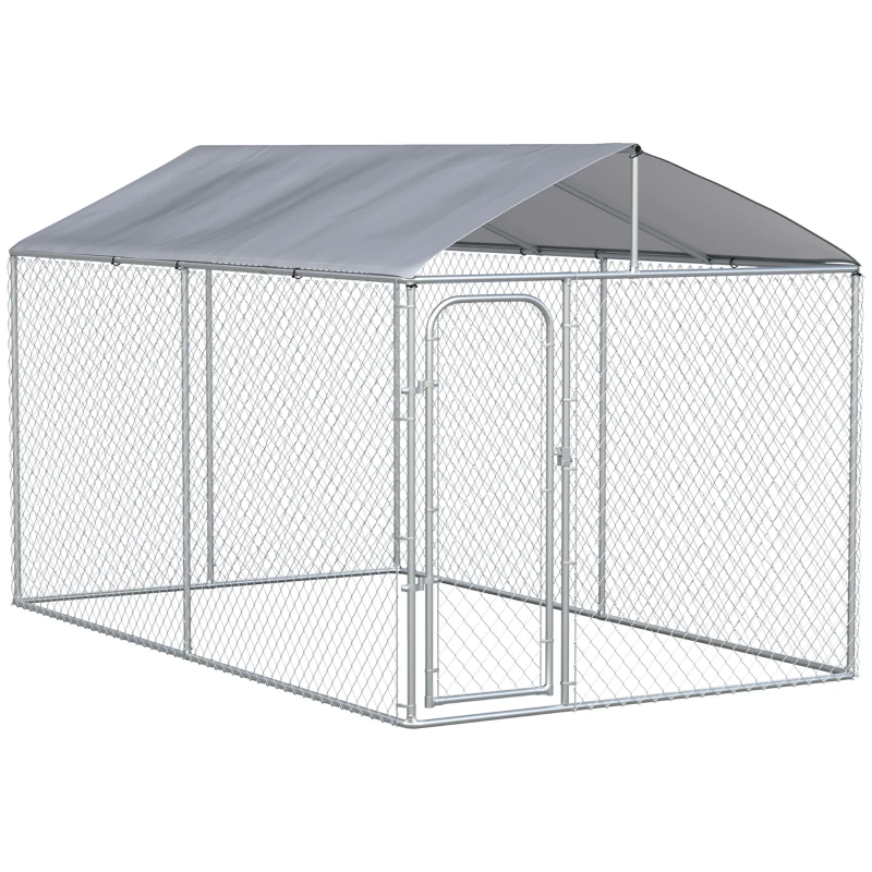 PawHut Dog Kennel Outdoor, Heavy Duty Playpen with Secure Lock, Cover, for Backyard & Patio, 13.1' x 7.5' x 7.5'