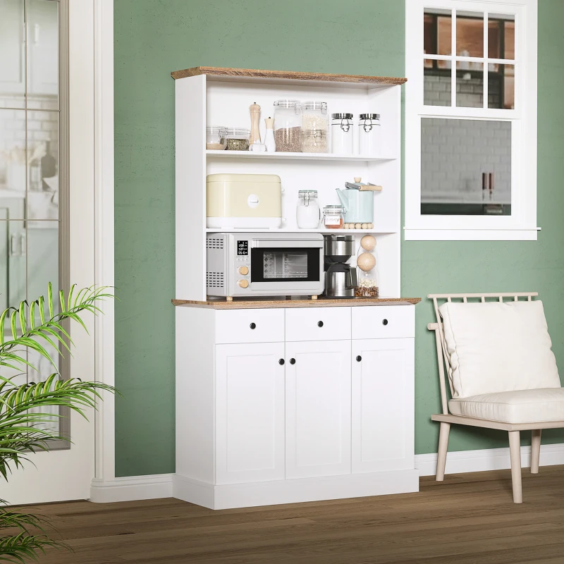 HOMCOM Kitchen Pantry Buffet Server Hutch Storage Sideboard Bookcase with Drawers & Cabinets for Living Room Cabinet Console