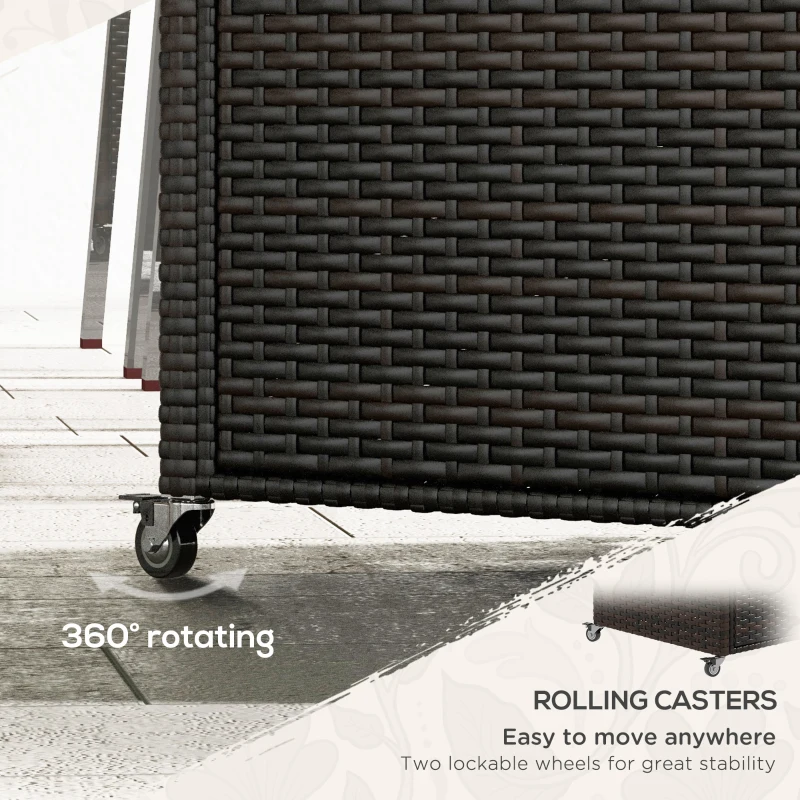 Outsunny 2-Tier PE Rattan Outdoor Bar Cart, Glass Top Outdoor Kitchen Island with Cabinet, Mixed Brown