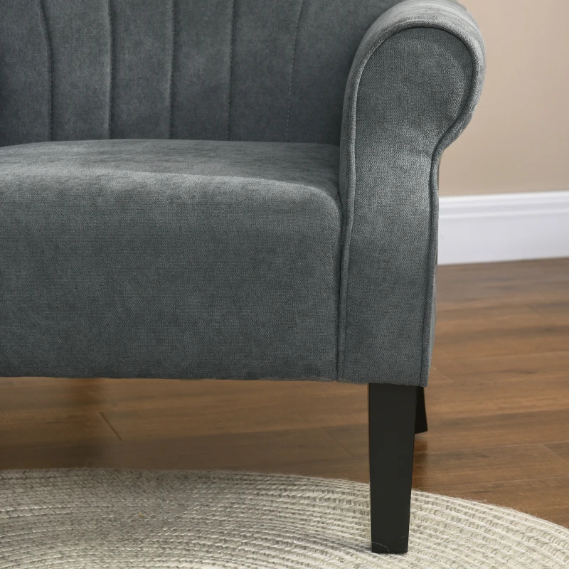 HOMCOM Fabric Accent Chair, Modern Armchair with Wood Legs, Dark Gray