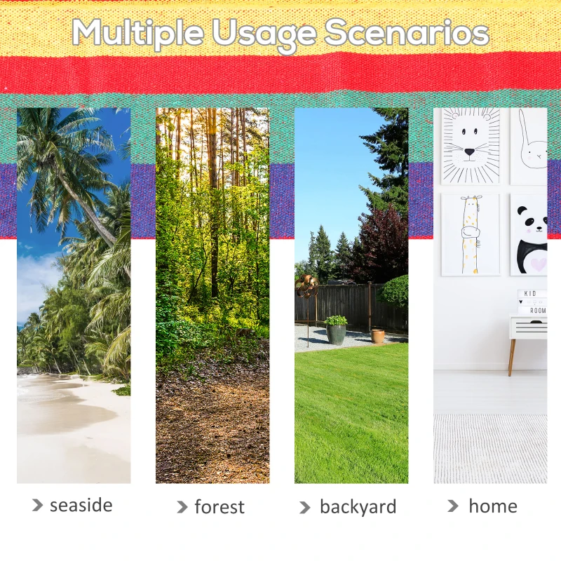 Outsunny 83"x59" Outdoor Hammock Bed Swing Chair, Patio Lounge Garden Camping Hiking Travel Hammock Only for Backyard, Garden, Mixed-red