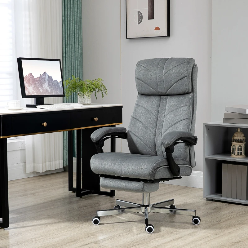 Vinsetto High-Back Office Chair Computer Desk Chair with Footrest Reclining Function and Adjustable Height Gray