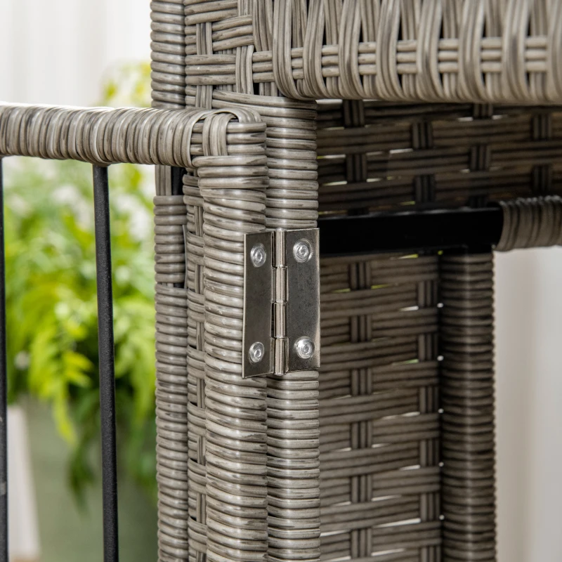 PawHut Rattan Dog Crate with Double Doors, Wicker Dog Cage with Soft Washable Cushion, Dog Kennel Furniture Outdoor Indoor for Medium to Large Sized Dogs, Gray