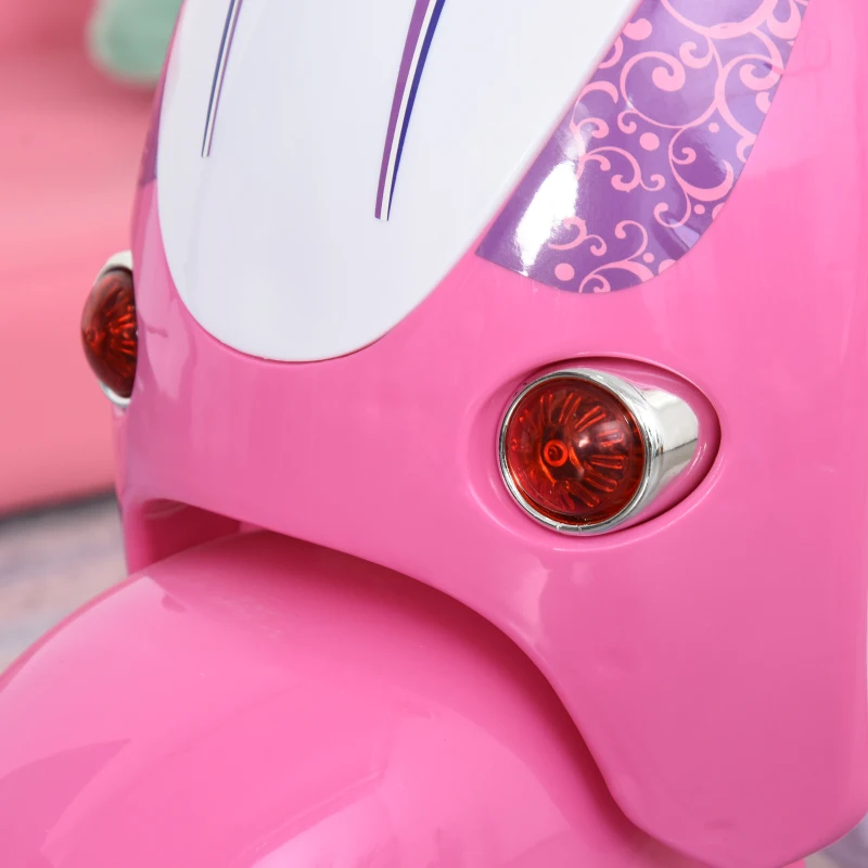 Qaba Children Ride-On Moped Tricycle with a Stylish Design & Interactive Music & Lighting Functions Blue