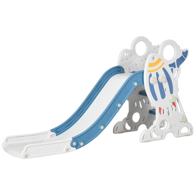 Qaba Toddler Slide Indoor for Kids 1.5-3 Years Old, Space Theme Climber Slide Playset, Blue