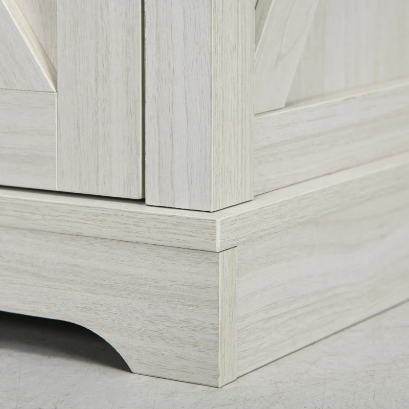 HOMCOM Farmhouse End Table with Storage, Side Table with Charging Station and USB Ports for Living Room, Distressed White