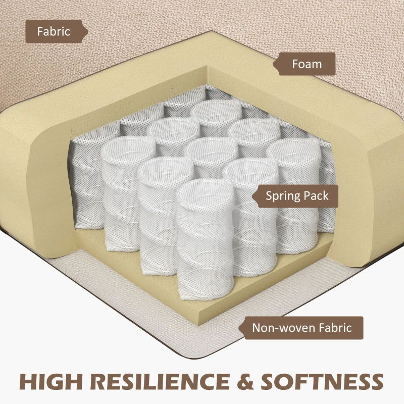 HOMCOM U Shape Couch with Double Chaise Lounge, Modern 4 Seater Sofa with Wooden Legs, Fabric Sofa for Living Room, Beige