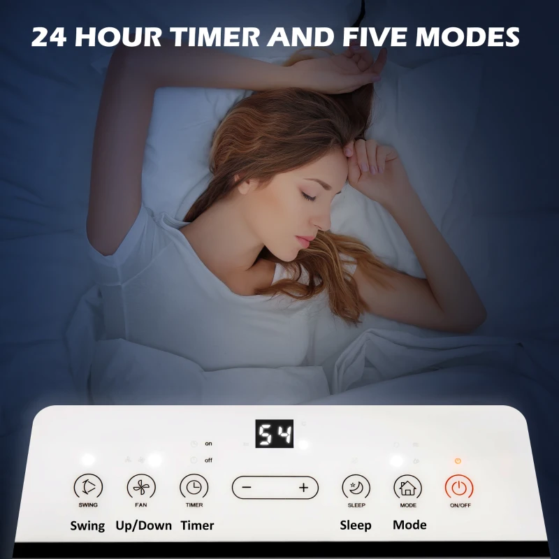 HOMCOM 12,000 BTU Mobile Air Conditioner 549 Sq. Ft., Dehumidifier Fan Auto Sleep with 24H Timer On/Off, Window Kit