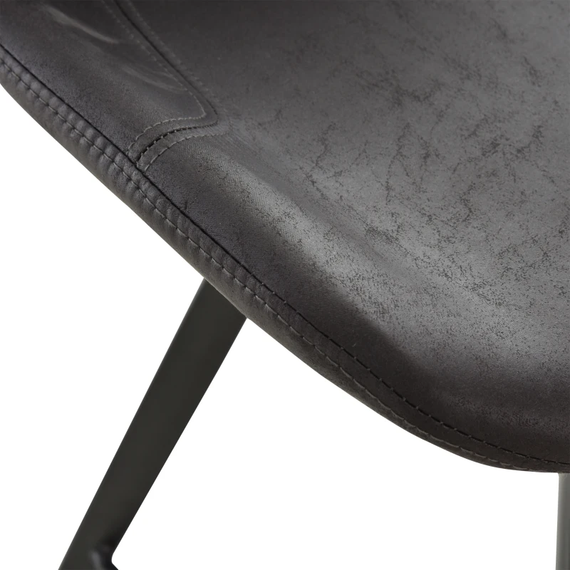 HOMCOM Set of 2 Microfiber Cloth Bar Stools, Multi-functional Kitchen Stools, Bar Chair with Metal Leg Padded Cushion Seat for Dining, Black