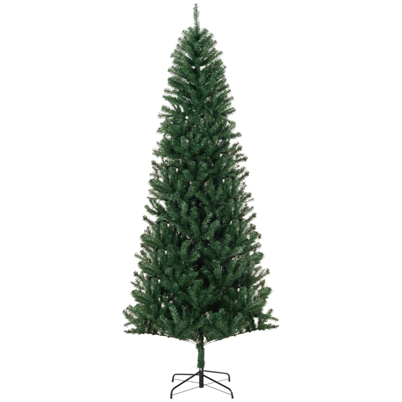 HOMCOM 8' Artificial Christmas Tree, Unlit Xmas Tree with Realistic Branch Tips for Indoor, Home, Holiday, Green