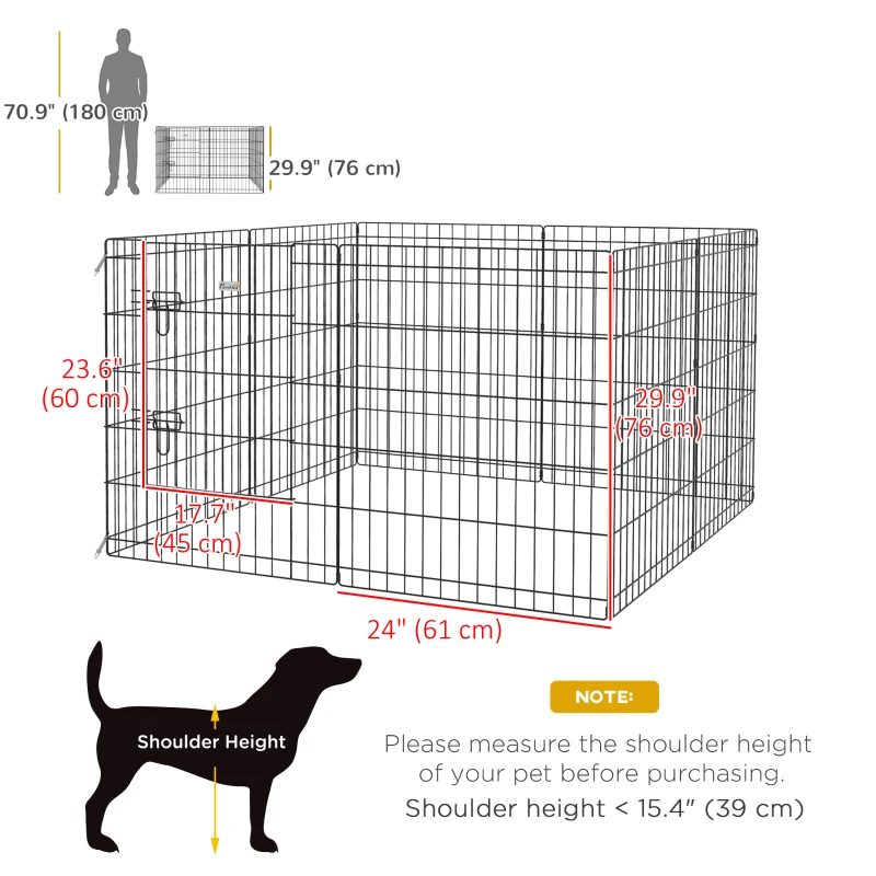 PawHut 30inch Foldable Metal Exercise Pet Playpen Yard Dog Puppy Kennel Cage 8 Panel