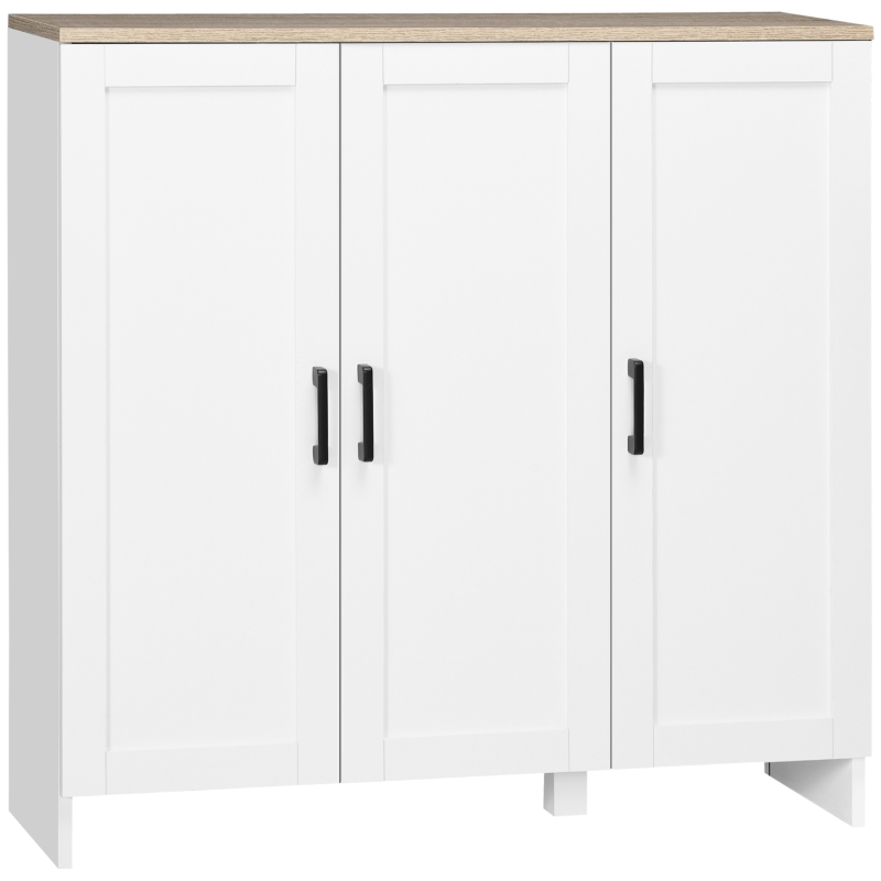 HOMCOM Modern Sideboard Cabinet with Adjustable Shelves, 3 Doors for Modern Kitchen & Dining Room, Ideal for Homeowners, White