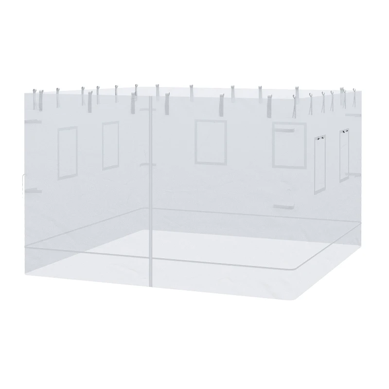 Outsunny Pop up Canopy Walls, Universal Replacement Netting, Set of 4 Mesh Screen Sidewalls, Patio Netting with 6 Service Windows and 1 Door for 10' x 10' Canopy Tent, White