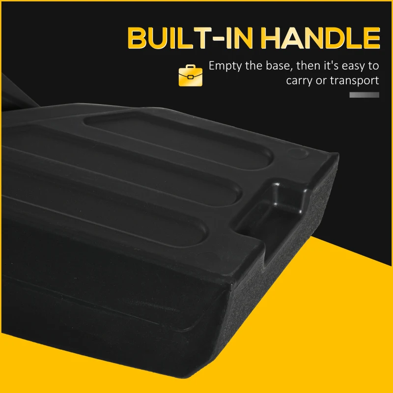 Outsunny 4 Pieces Square Patio Umbrella Base Stand, Outdoor Cantilever Offset Umbrella Weights, 198lb Capacity Water or 286lb Capacity Sand, Black