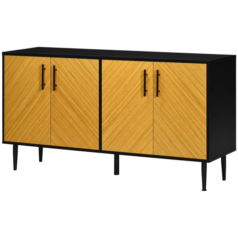 HOMCOM Modern Buffet Sideboard Kitchen Dining Storage Bar Cabinet with Adjustable Shelves Yellow