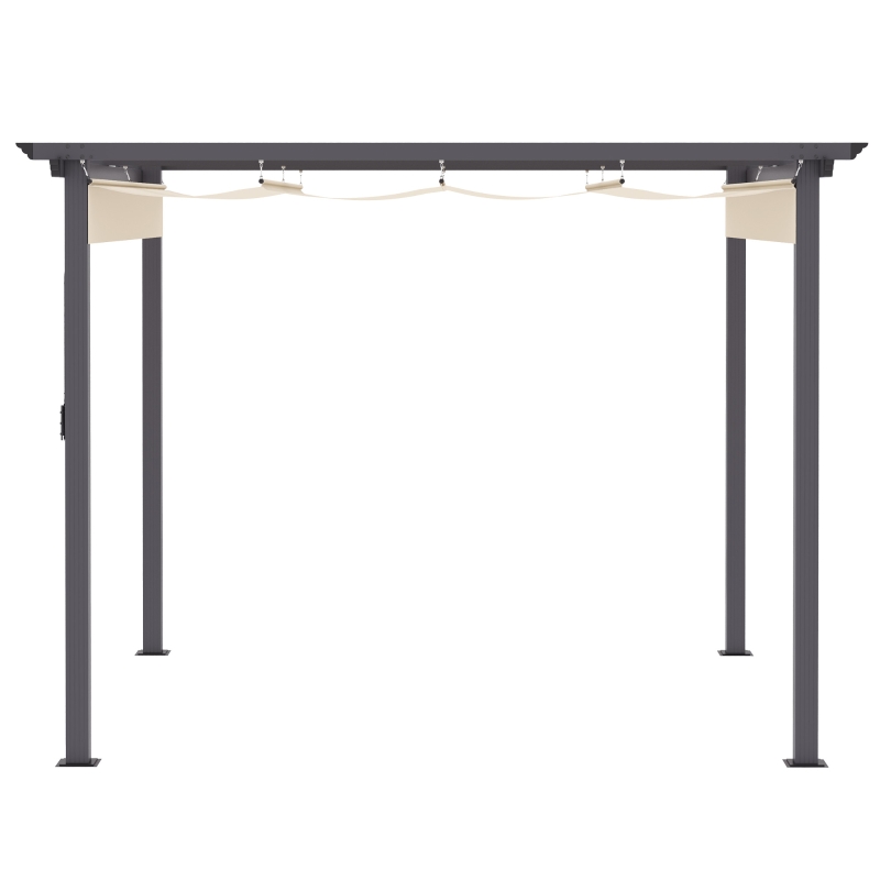 Outsunny 10' x 10' Retractable Pergola Canopy, Patio Gazebo, Sun Shelter with Aluminum Frame for Outdoors, Cream White