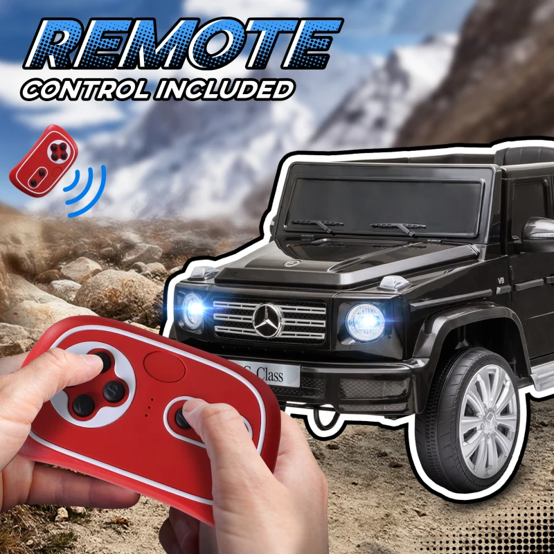 Aosom 12V Mercedes Benz G500 Licensed Kids Electric Car with Remote Control, Headlights, Music, Suspension, Storage, Black(m-7)
