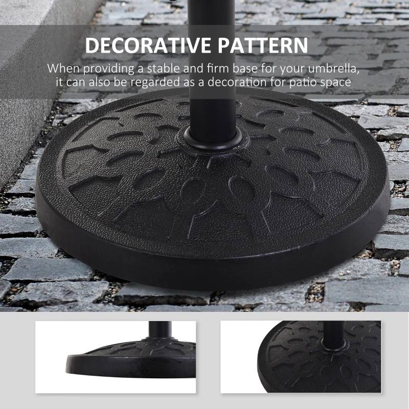 Outsunny 29 lbs Resin Round Patio Umbrella Stand Base Coated Pole Market Garden Umbrella Holder Parasol Holder Black