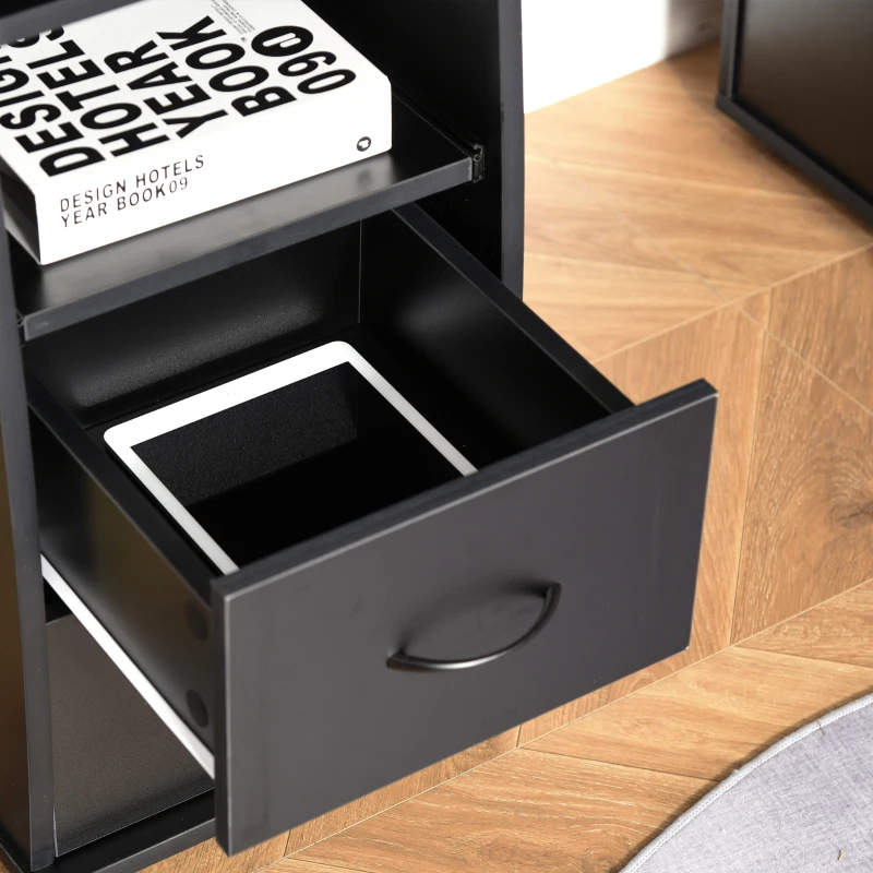 HOMCOM Multi-Function Computer Desk, Home Office Workstation with Keyboard Tray, Elevated Shelf, Sliding Scanner Shelf and CPU Stand, 47.25 x 21.75 Inch, Black