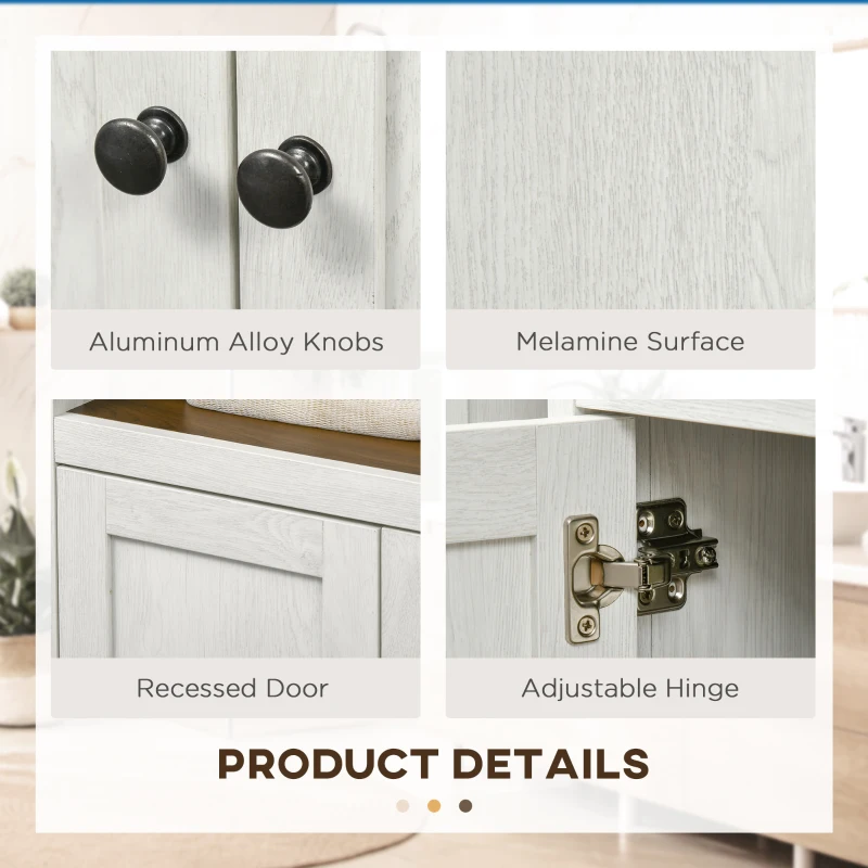 kleankin Modern Bathroom Storage Cabinet, Free Standing Bathroom Cabinet, Open Compartment and Cupboard with Adjustable Shelf, White and Walnut