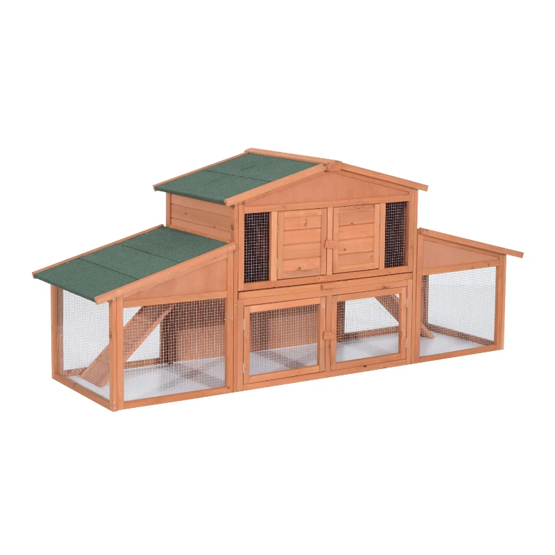 PawHut Deluxe Large Rabbit Hutch Small Animal House Portable Large Outdoor with Run Box