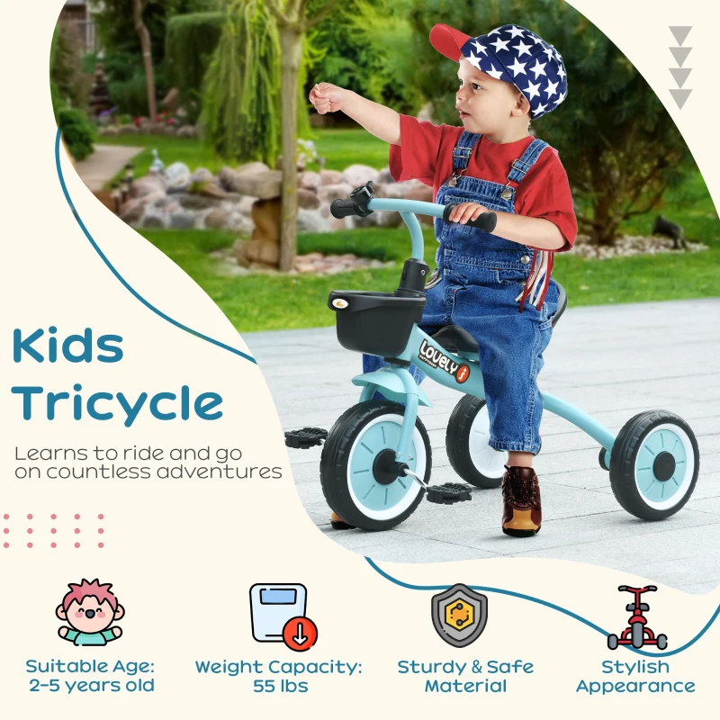 Qaba Tricycle for Kids Age 2-5, Toddler Bike for Children, Blue