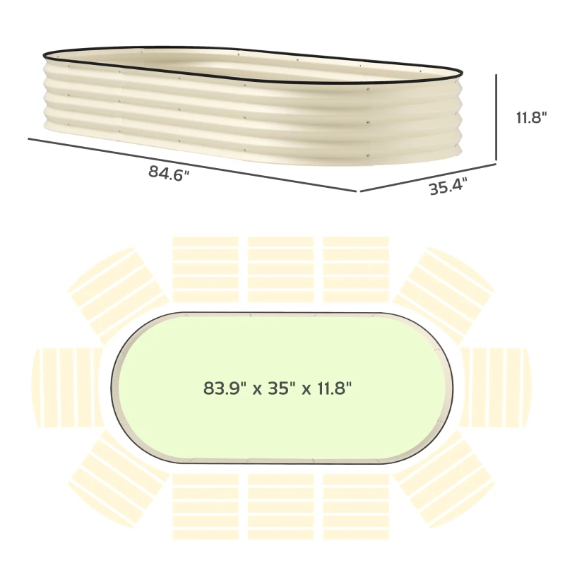 Outsunny 7' x 3' x 1' Raised Garden Bed Set, 2PCS Raised Beds for Gardening with Metal Plant Stakes, Cream White