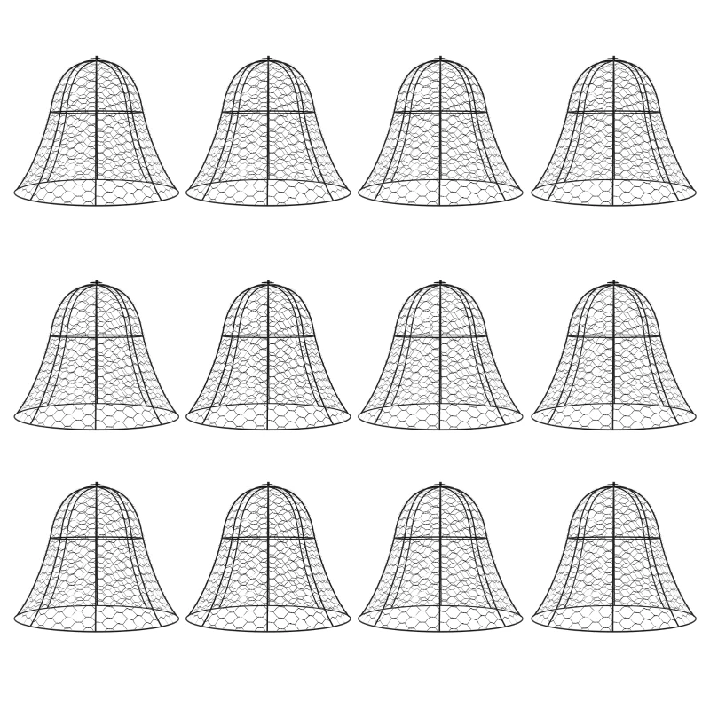Outsunny 12 Pack Garden Cloches for Plants, 16" x 13" Metal Crop Cage, Plant Cages to Keep Animals Out, Black