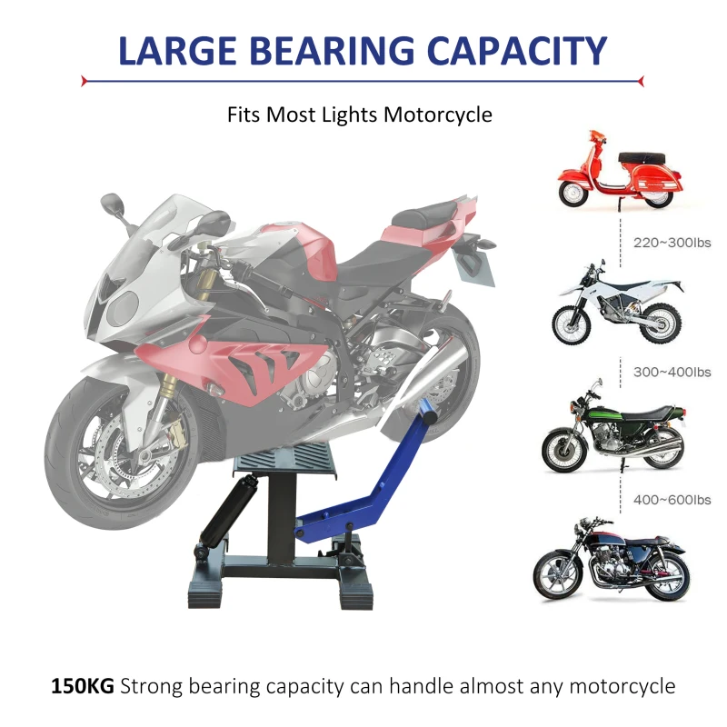 HOMCOM Hydraulic Motorcycle Jack Lift Stand, Repair & Maintenance Hoist Table for Dirt Bike, Pit Bike, Small Motorcycle, Small ATV, or Moped Scooter