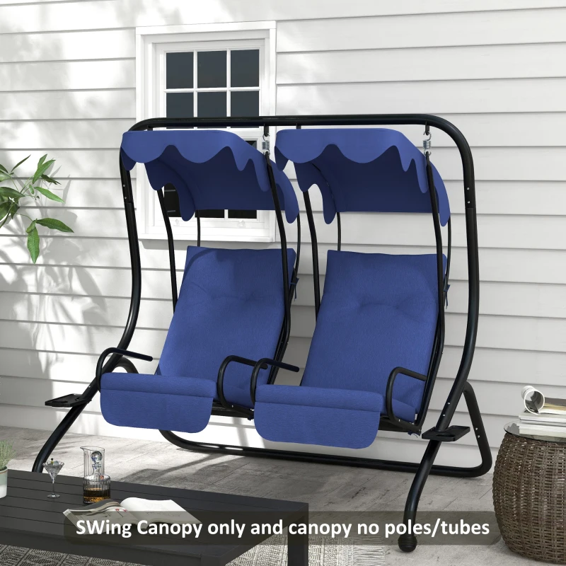Outsunny 84A-052 Series 2-Seater Swing Canopy Replacement Top Cover, Blue