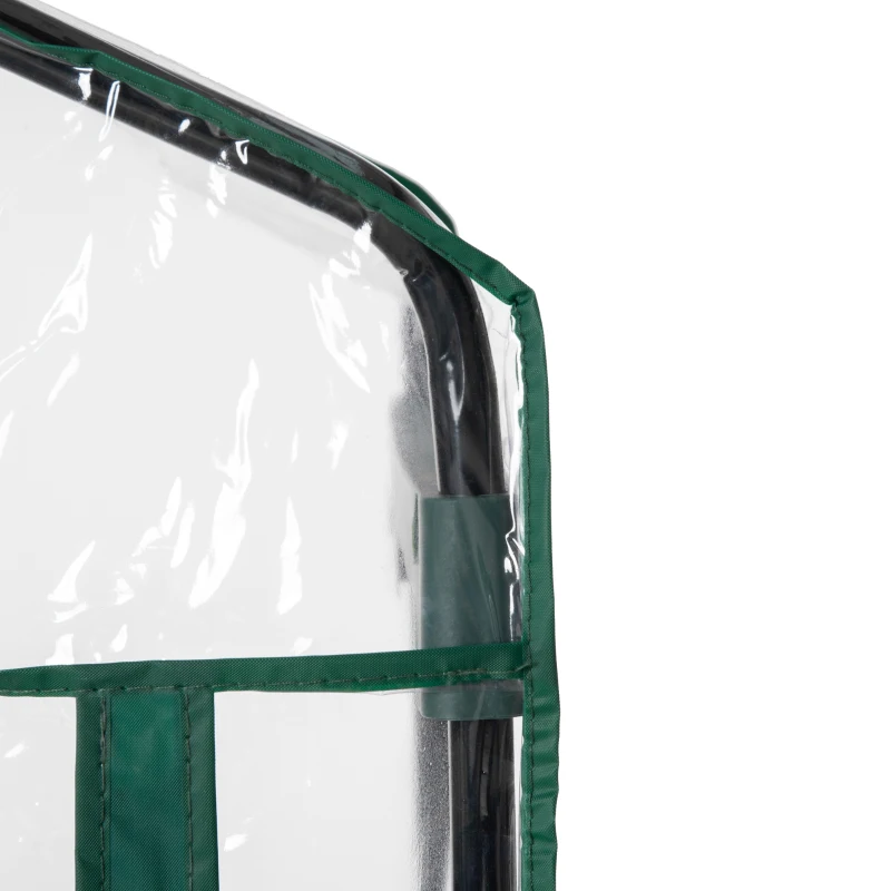 Outsunny 28" x 20" x 63" Portable Greenhouse with 4 Tier Shelves Outdoor Hot House Plant Flower Greenhouse, Steel Frame, PVC Cover, Transparent