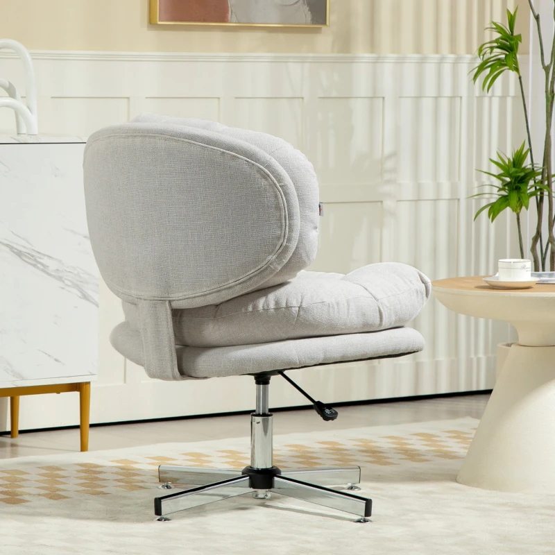 HOMCOM Computer Desk Chair, Armless Office Chair with Wide Padded Seat and Adjustable Height, Cream White