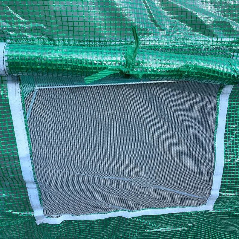 Outsunny 15' x 7' x 6.5' Walk-in Tunnel Hoop Greenhouse, Green House for Outside with PE Cover, Steel Frame, Roll-Up Zipper Door & Windows for Flowers, Vegetables, Tropical Plants, Green