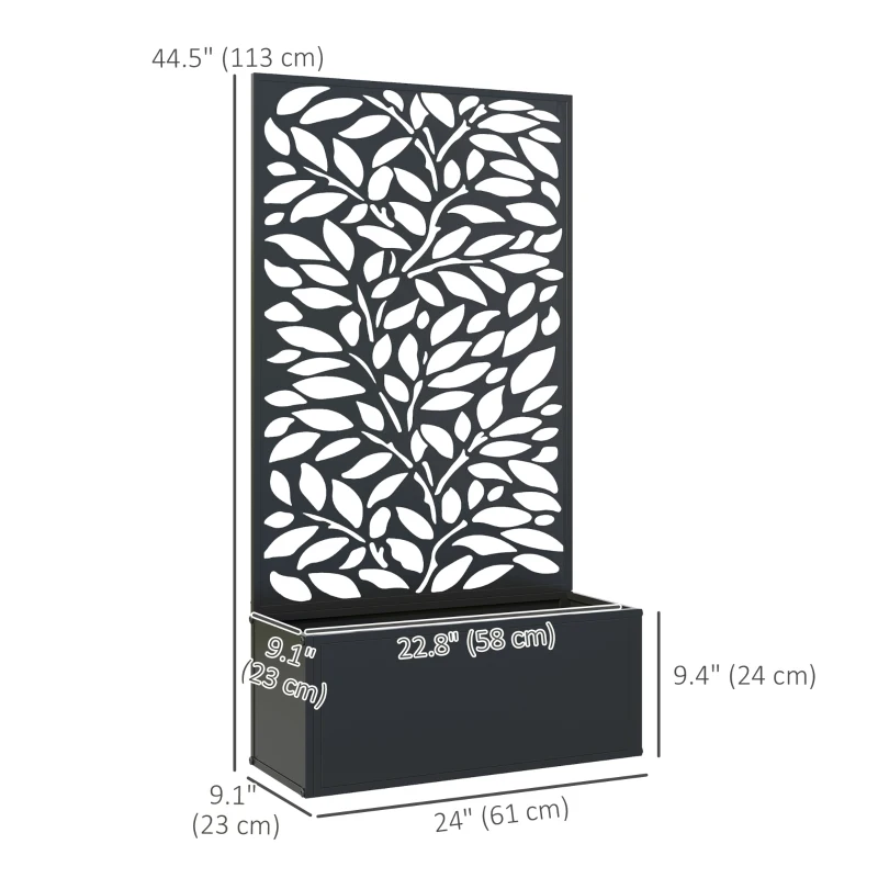 Outsunny Metal Raised Garden Bed with Privacy Panel, Freestanding or Wall Mounted Outdoor Planter Box for Garden, Patio