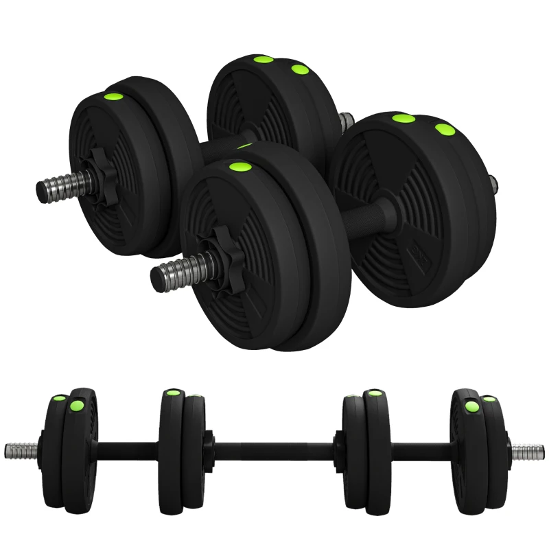 Soozier 33LBS 2-in-1 Adjustable Barbell & Dumbbells Set, Weights Set with Non-slip Handles for Men and Women Home Gym Training
