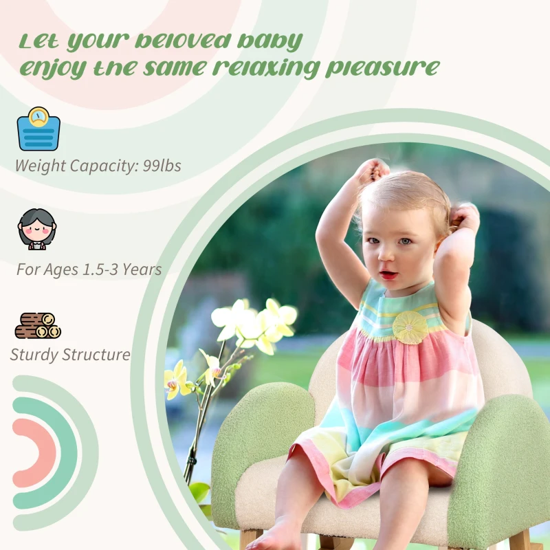 Qaba Kids Sofa, Rocking Toddle Sofa Chair, Gift for 18-36 months, Green