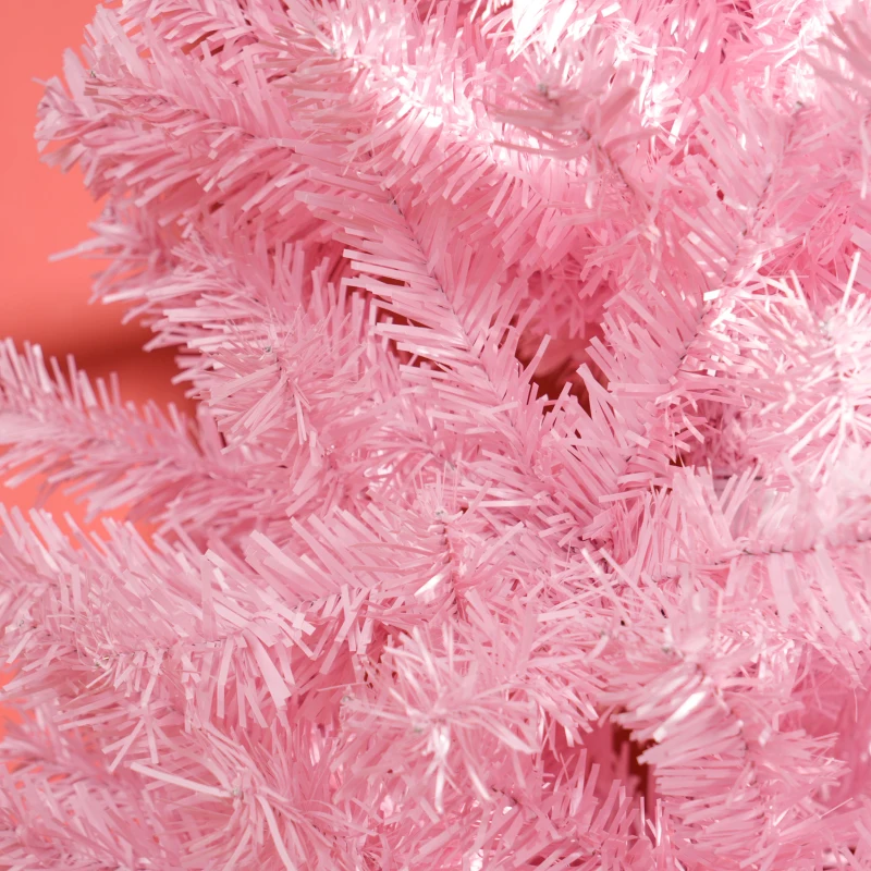 HOMCOM 8' Artificial Christmas Tree Douglas Fir Pencil Christmas Tree with 1168 Realistic Branch Tips, Pink